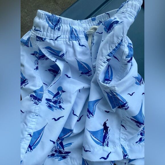 POLO RALPH LAUREN Traveler Polo Bear Swim Trunk Boys Size 7 Blue White - Picture 10 of 17